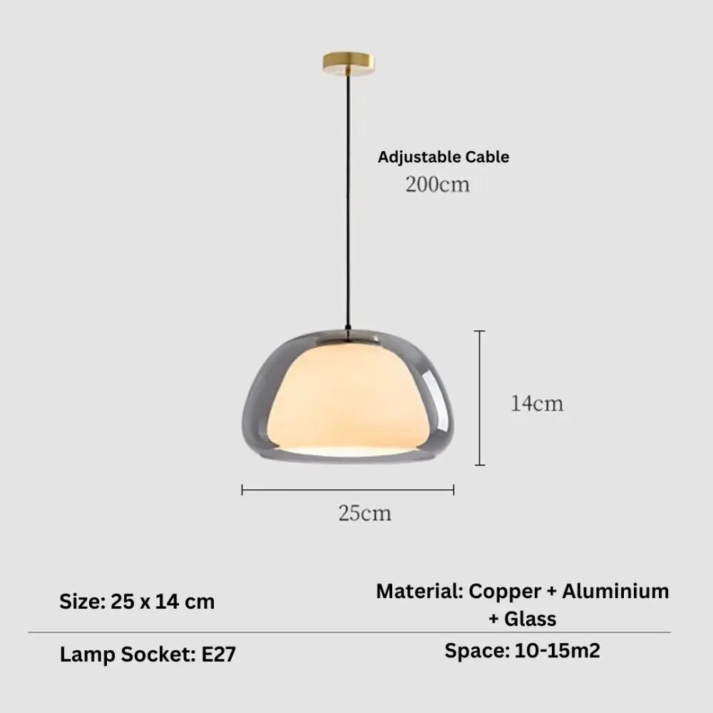 Decorbites modern jelly globe pendant light with sleek dome-shaped glass shade and copper-aluminum frame
