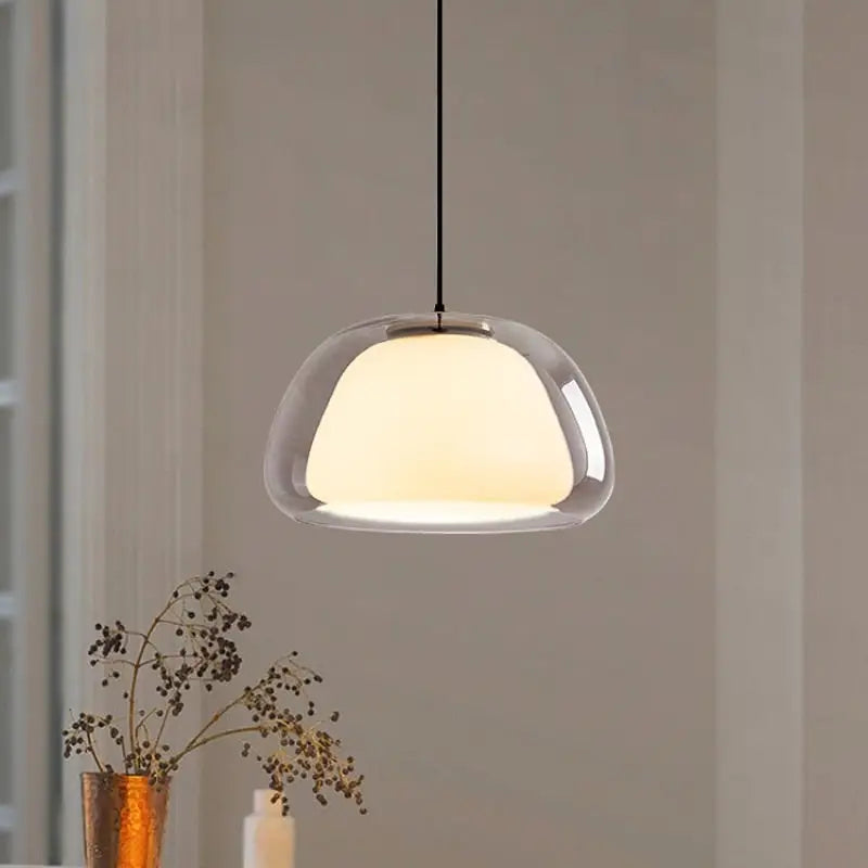 Decorbites™ modern jelly globe glass pendant light with clear glass dome and warm diffused glow globe pendant light