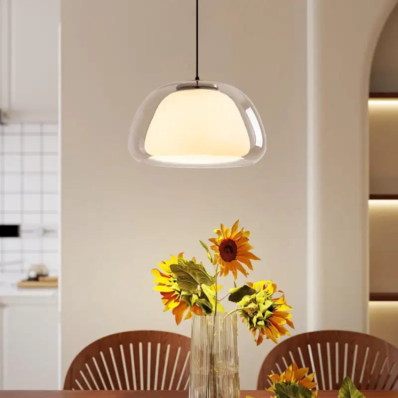 DecorBites modern jelly globe glass pendant light with warm diffused glow and sleek black cord for indoor lighting