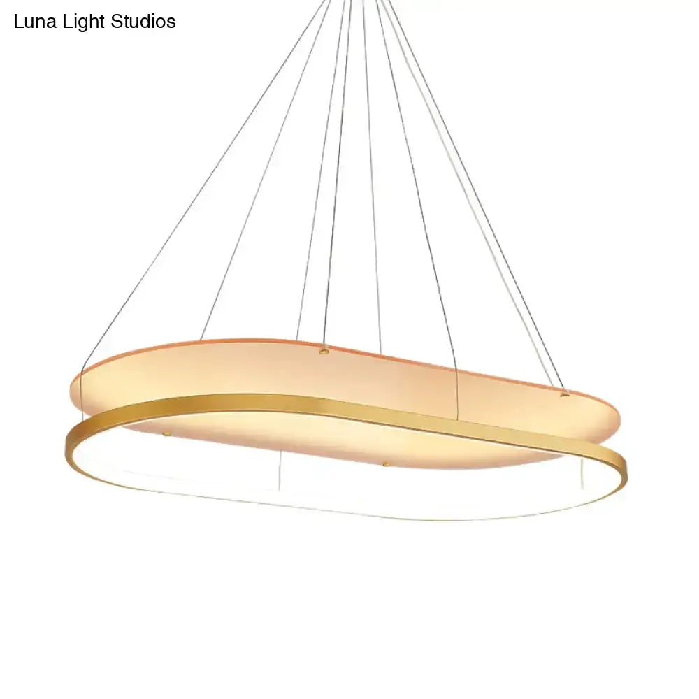 Decorbites modern led acrylic dual oval pendant chandelier in black and gold with warm glow for dining room lighting
