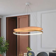 DecorBites modern pendant chandelier with dual oval LED light and gold-toned metal frame for dining room ambiance