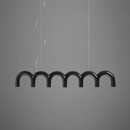 Decorbites modern led black arch chandelier with glossy finish and sleek design perfect for contemporary spaces