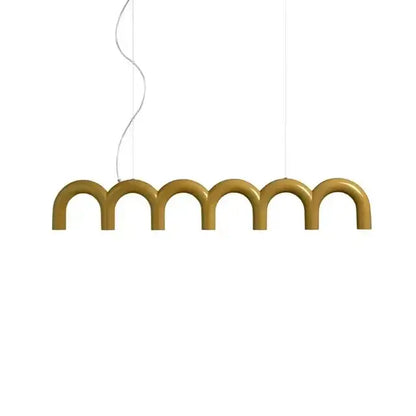 Gold-colored sleekly curved arch chandelier pendant light from DecorBites™ modern oblure arch chandelier collection