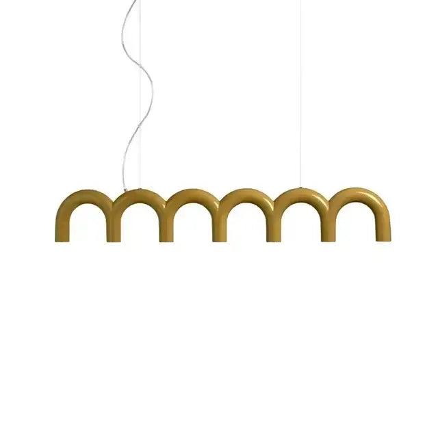Gold-colored sleekly curved arch chandelier pendant light from DecorBites™ modern oblure arch chandelier collection