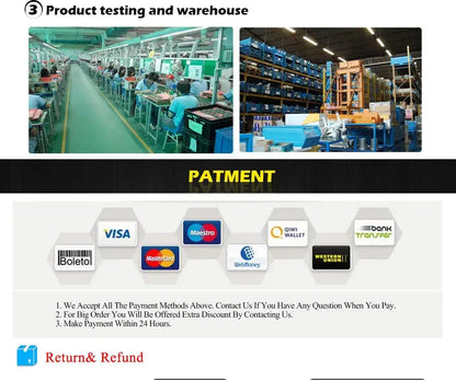 Payment method logos for visa mastercard maestro and more displayed with decorbites modern oblure arch chandelier in black white orange and blue