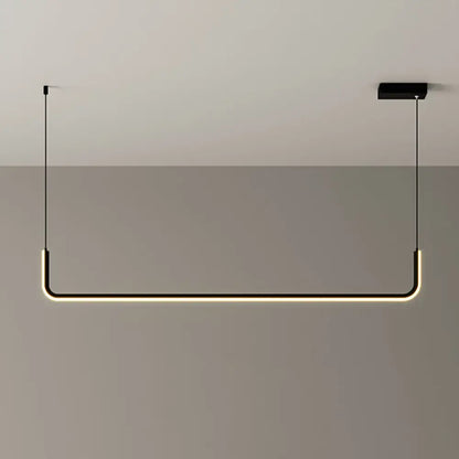 Minimalist black metal half rectangle hanging lamp kit with sleek design and adjustable warm white led lighting