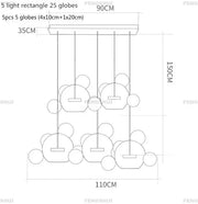 DecorBites modern led bubble chandelier with 25 glass globes and metal frame for living room nordic decor led lighting