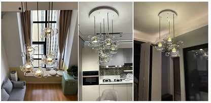 DecorBites™ modern LED bubble chandelier with warm bulbs and metallic fixtures for living room nordic decor LED lighting