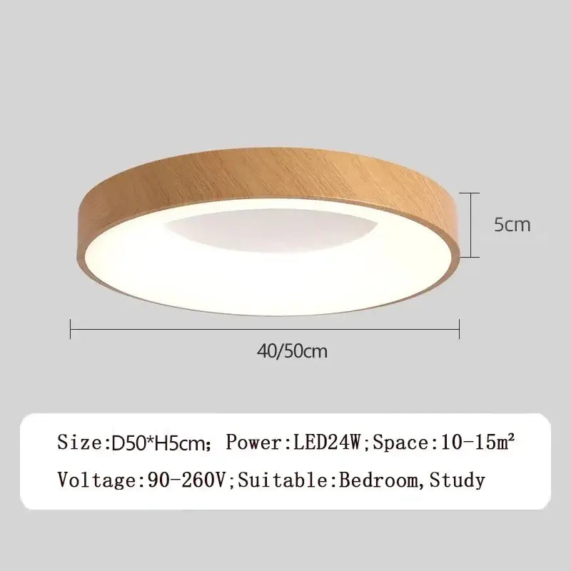 Decorbites modern led ceiling light with warm wood-grain finish and white diffuser for indoor use