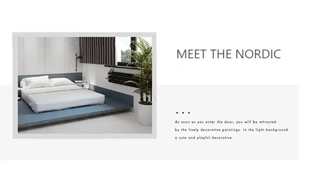 Nordic-themed bedroom with a sleek platform bed and modern led ceiling light by decorbites for indoor lighting