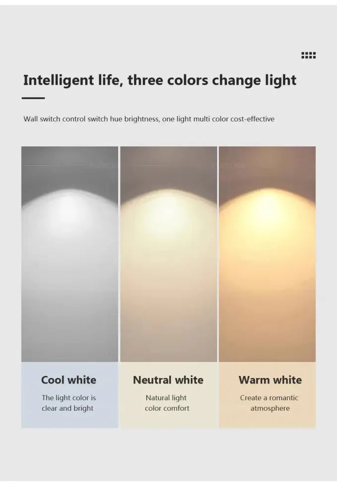 Decorbites modern led ceiling light with a wall switch offering cool white neutral white and warm white color modes