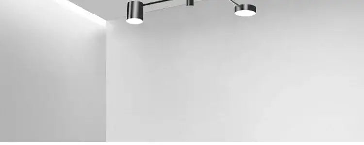 DecorBites™ modern led chandelier with three chrome lights on a slim black arm for living room and bedroom use