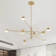 DecorBites™ modern led chandelier in gold and black with cylindrical fixtures for living room and bedroom lighting
