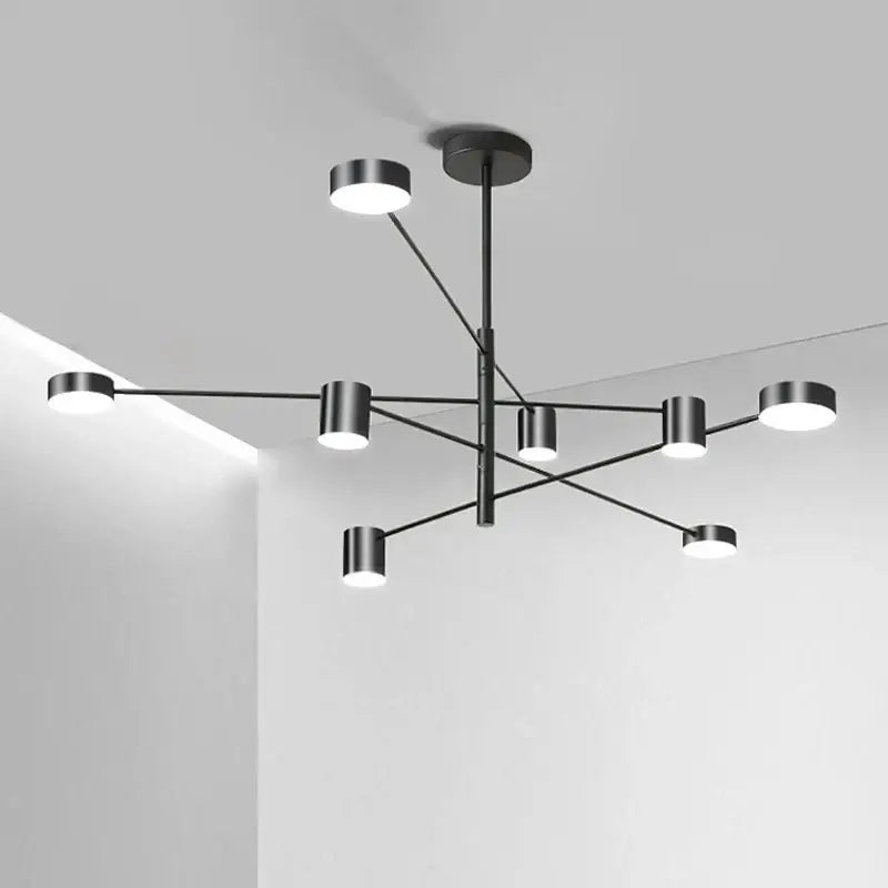 Modern led chandelier decorbites black metal with multiple cylindrical light fixtures for living room and bedroom