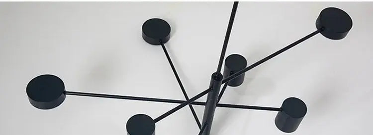 Decorbites modern led chandelier in gold black with six cylindrical arms for living room and bedroom lighting