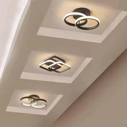 DecorBites™ modern black and white led chandelier with sleek geometric designs and three color options for home use