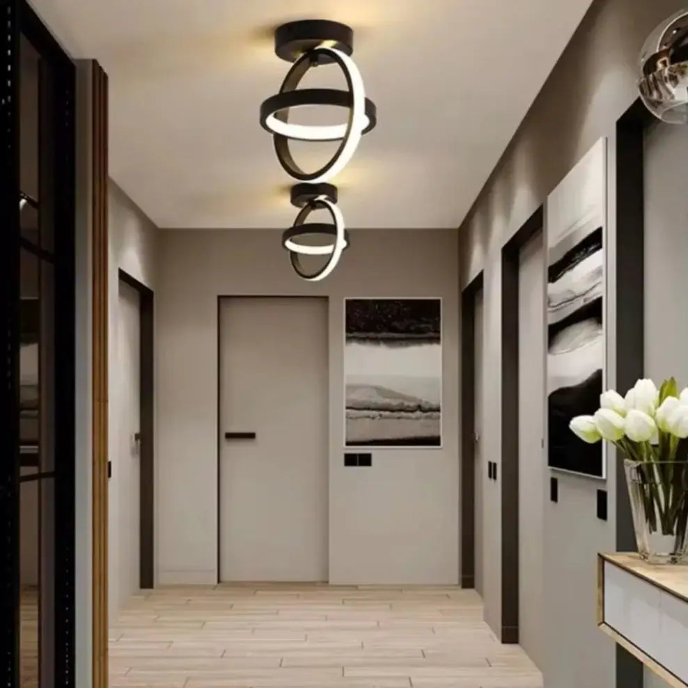Modern black and white spiral led chandelier from DecorBites with three color options for household lighting