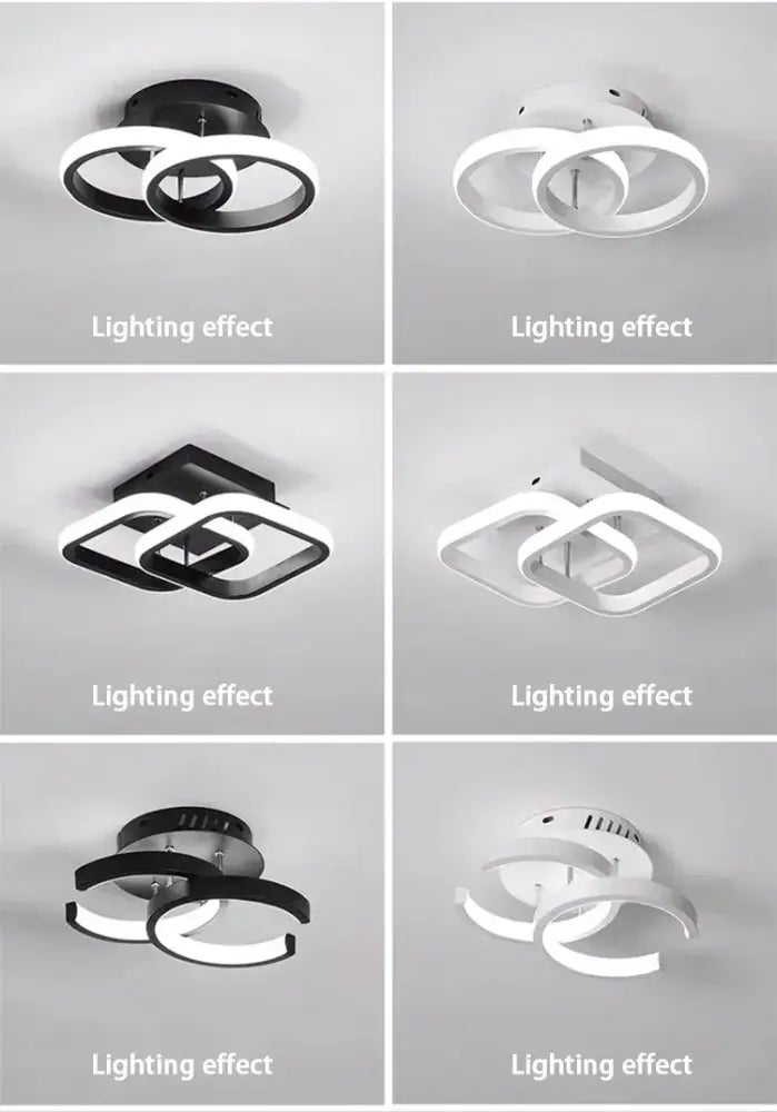 DecorBites™ modern led chandelier with sleek black and white interlocking rings available in three color options