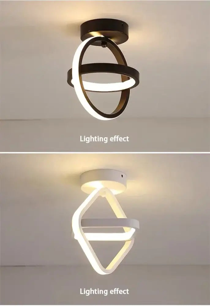 Decorbites modern led chandelier light with sleek black and white interlocking rings and three color options for home use
