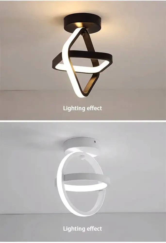 DecorBites™ modern led chandelier with sleek black and white interlocking rings and three color options for household use
