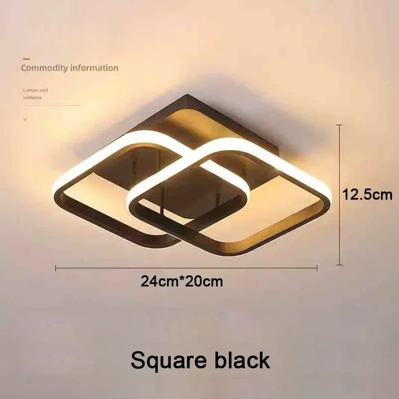 Modern square black DecorBites™ led chandelier with sleek geometric design and illuminated strips for household use with three color options