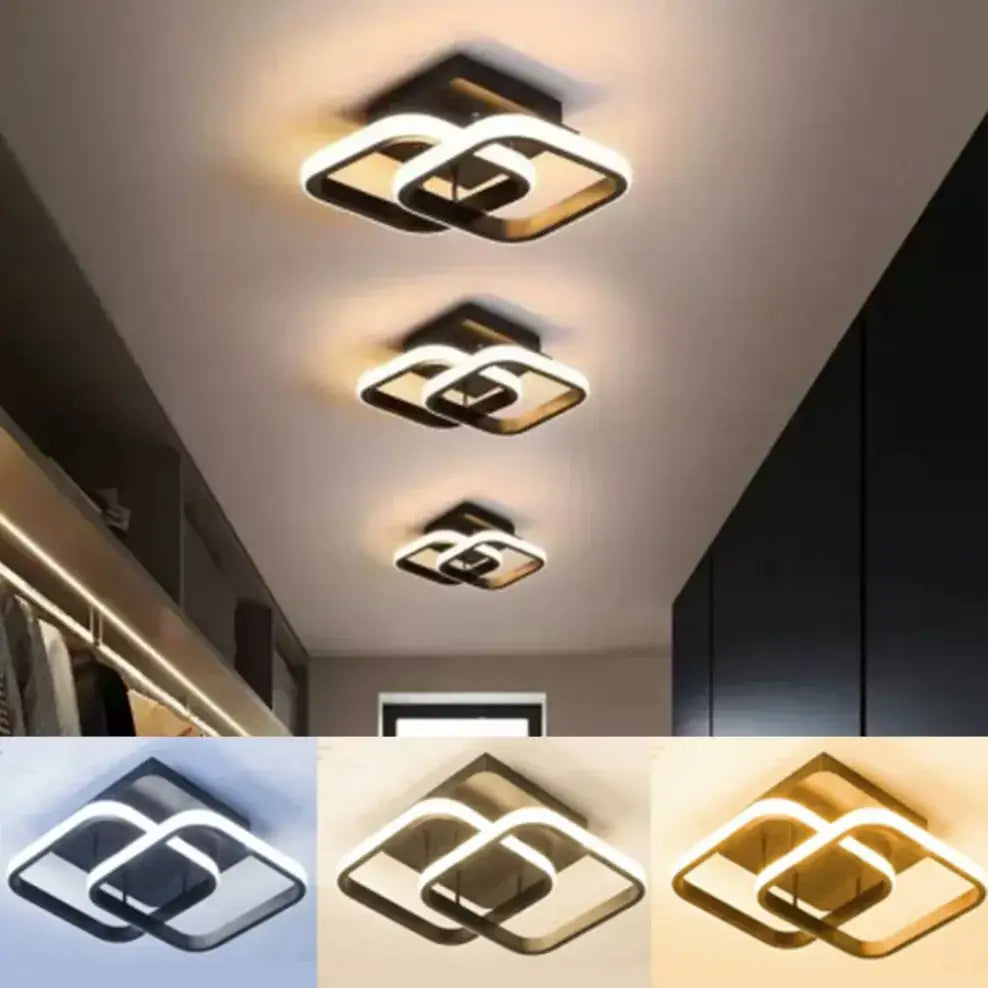 DecorBites™ modern led chandelier with interlocking geometric design and three color options for household use
