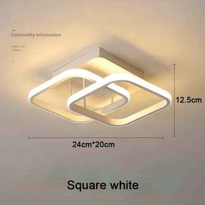 Square white led chandelier by DecorBites featuring modern geometric interlocking frames and three color options