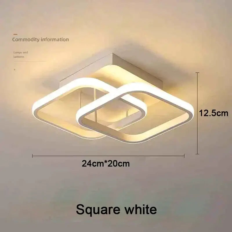 Square white led chandelier by DecorBites featuring modern geometric interlocking frames and three color options