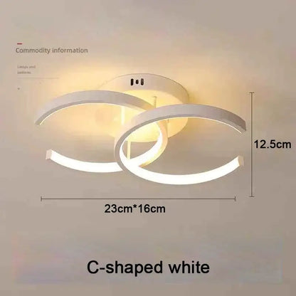 Modern white c-shaped decorbites™ led chandelier with sleek minimalist design and three color options for household use
