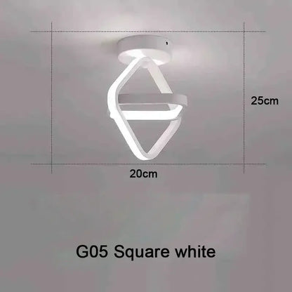 DecorBites™ modern white g05 led chandelier with geometric design and three color options for household use