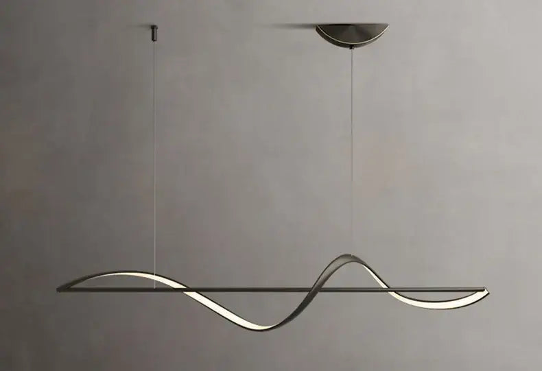 DecorBites™ modern led chandeliers pendant lights with sleek wave-like design in brushed metallic finish for dining or bedroom