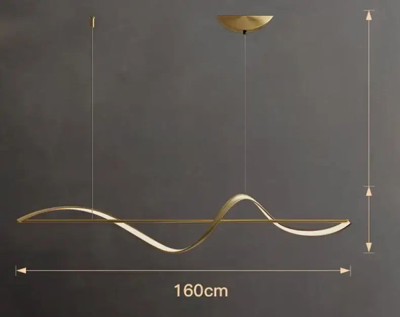 DecorBites modern led chandeliers feature sleek pendant lights in brushed gold metal with white acrylic wave design