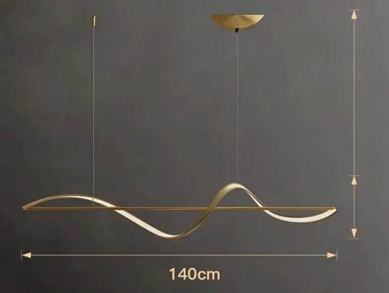 Decorbites modern led chandeliers sleek gold-toned pendant lights with flowing wave design for dining or bedroom