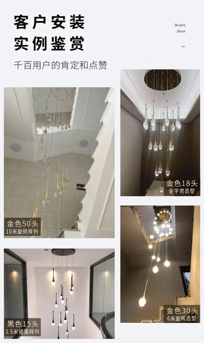 Golden teardrop-shaped DecorBites™ modern led crystal chandelier with sleek metallic fixtures for home decor