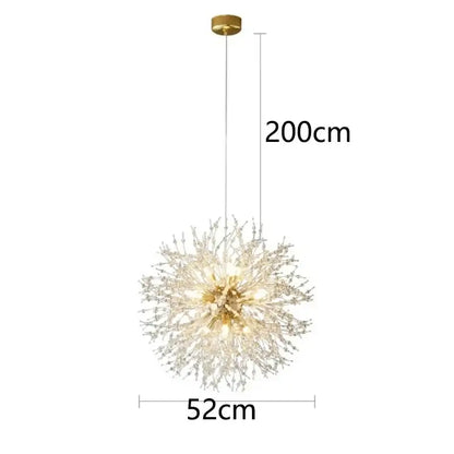 Decorbites™ modern led pendant chandelier featuring a 200cm gold-toned spherical design with clear crystal strands for home decor