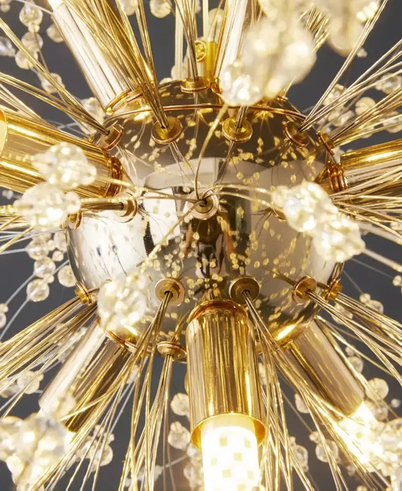 Decorbites modern led pendant chandelier with golden finish and crystal accents for elegant home decor lighting