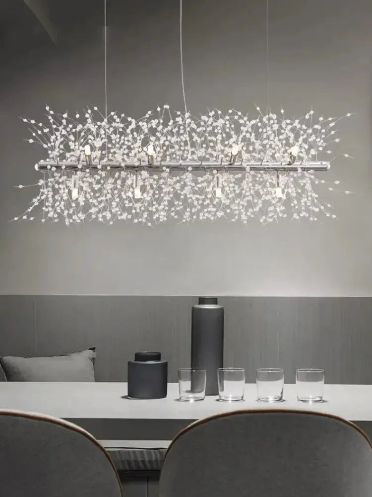 DecorBites modern led pendant chandelier with sleek metallic frame and crystal-like branches for home decor