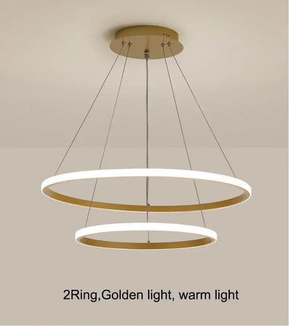 DecorBites Modern LED ring pendant chandelier black with dimmable brightness and warm white glow pendant lamp