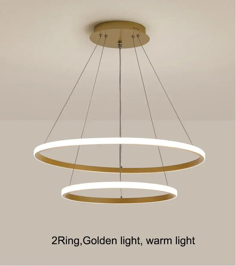 DecorBites Modern LED ring pendant chandelier black with dimmable brightness and warm white glow pendant lamp
