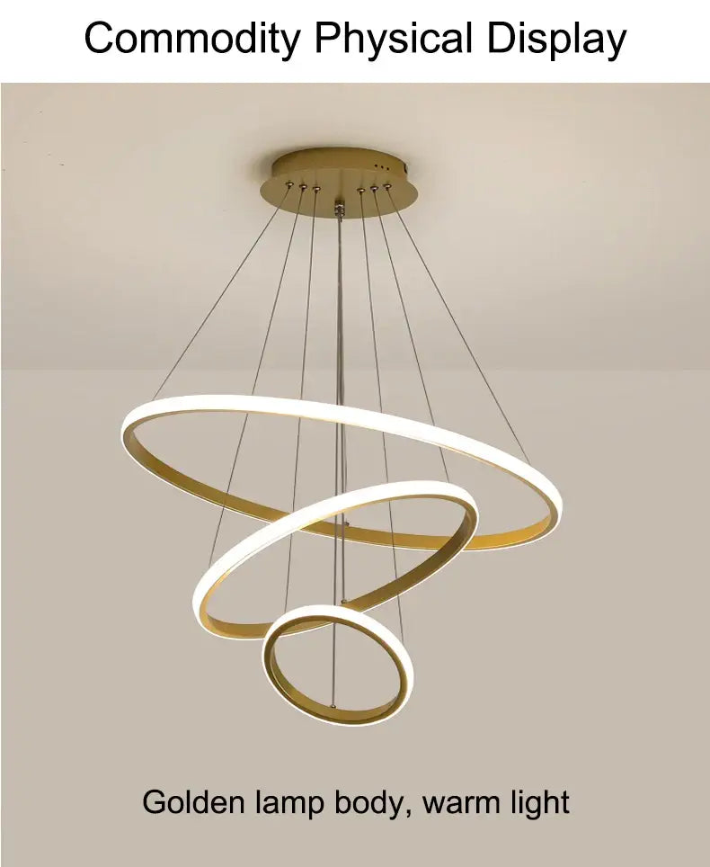 DecorBites™ modern black pendant lamp with golden finish spiral chandelier and dimmable warm white brightness led lighting