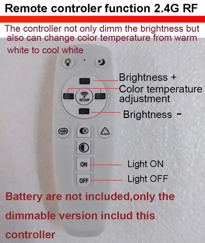 White plastic remote controller for decorbites modern black pendant lamp with brightness dimmable and warm white controls