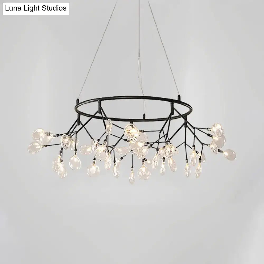 DecorBites™ modern black metal LED dining room chandelier with clear glass pendant bulbs 110v-120v 220v-240v