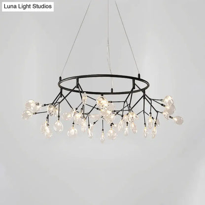DecorBites™ modern black metal LED dining room chandelier with clear glass pendant bulbs 110v-120v 220v-240v