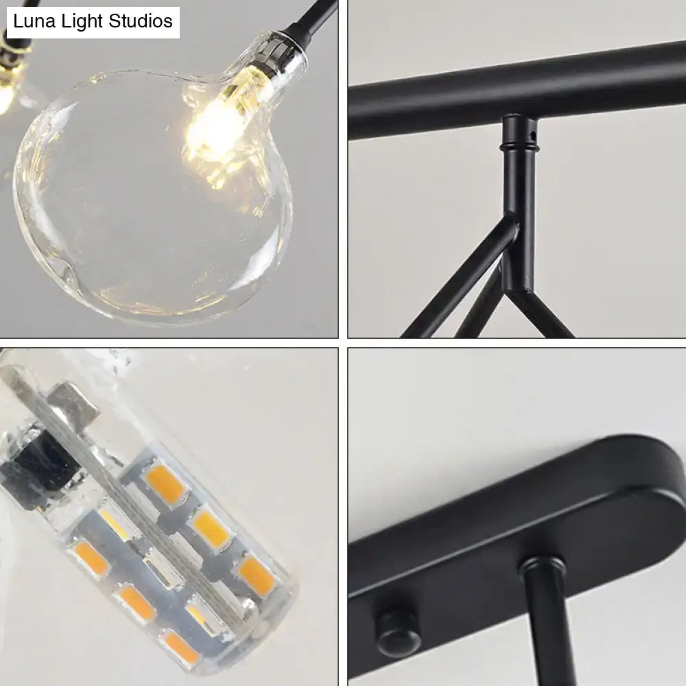 Black metal industrial-style pendant light with clear glass led bulb for dining room 110v-120v 220v-240v use