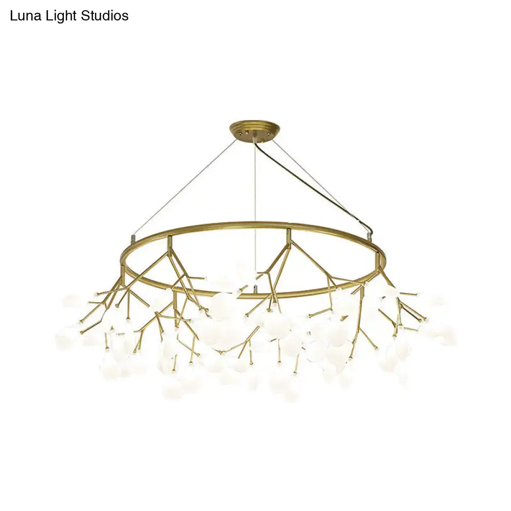 Gold-toned decorbites modern metal led chandelier with frosted glass globes for dining room 110v-120v 220v-240v use