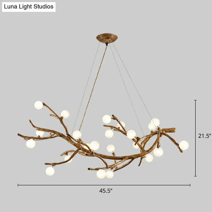 DecorBites modern metal tree branch island lighting fixture with bronze branch and frosted acrylic ball shades