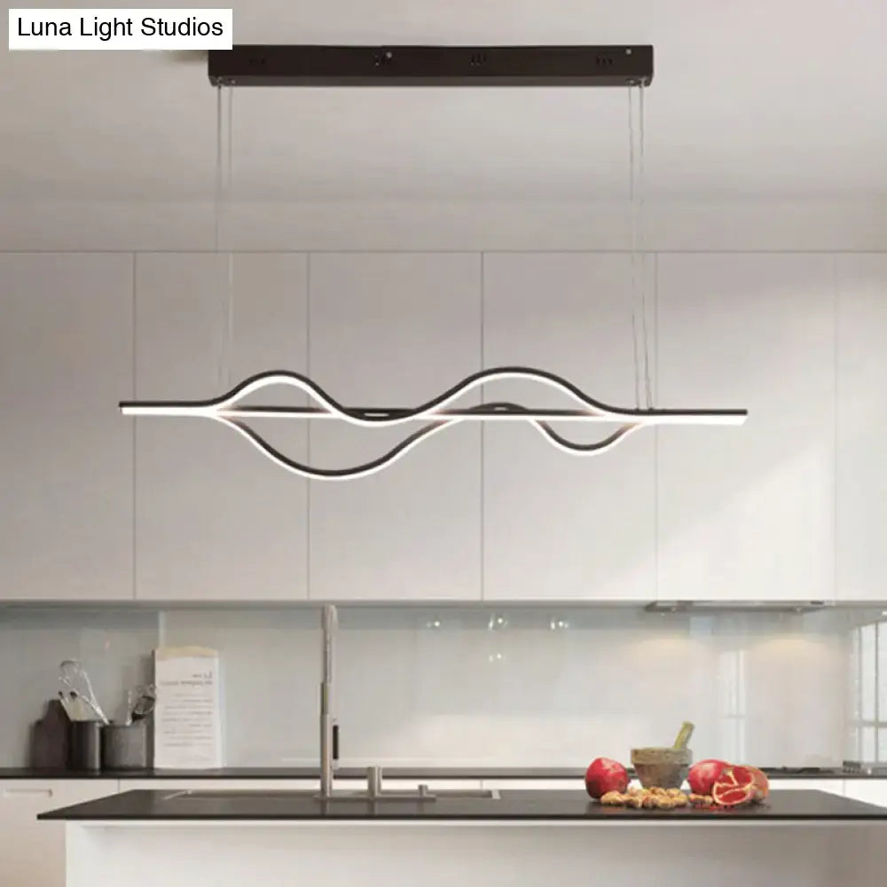 DecorBites™ modern metallic black and white led pendant light with chain cord length for dining room and kitchen island