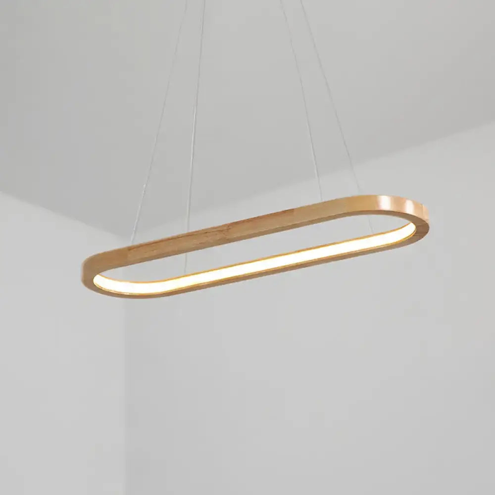 Decorbites modern minimalist wooden oval pendant light with warm golden finish for 110v-120v and 220v-240v use