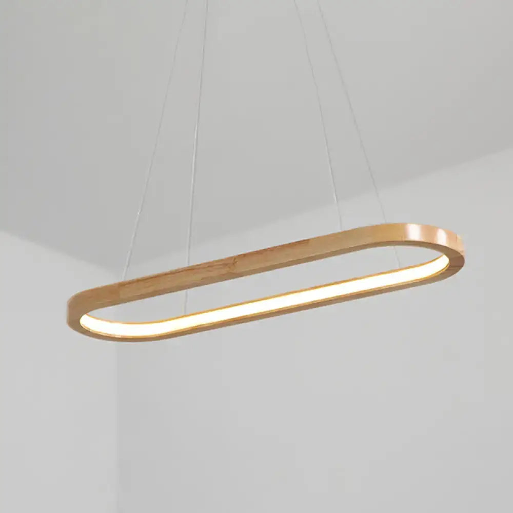 DecorBites™ modern minimalist wooden oval pendant light with warm golden finish for 110v-120v and 220v-240v use
