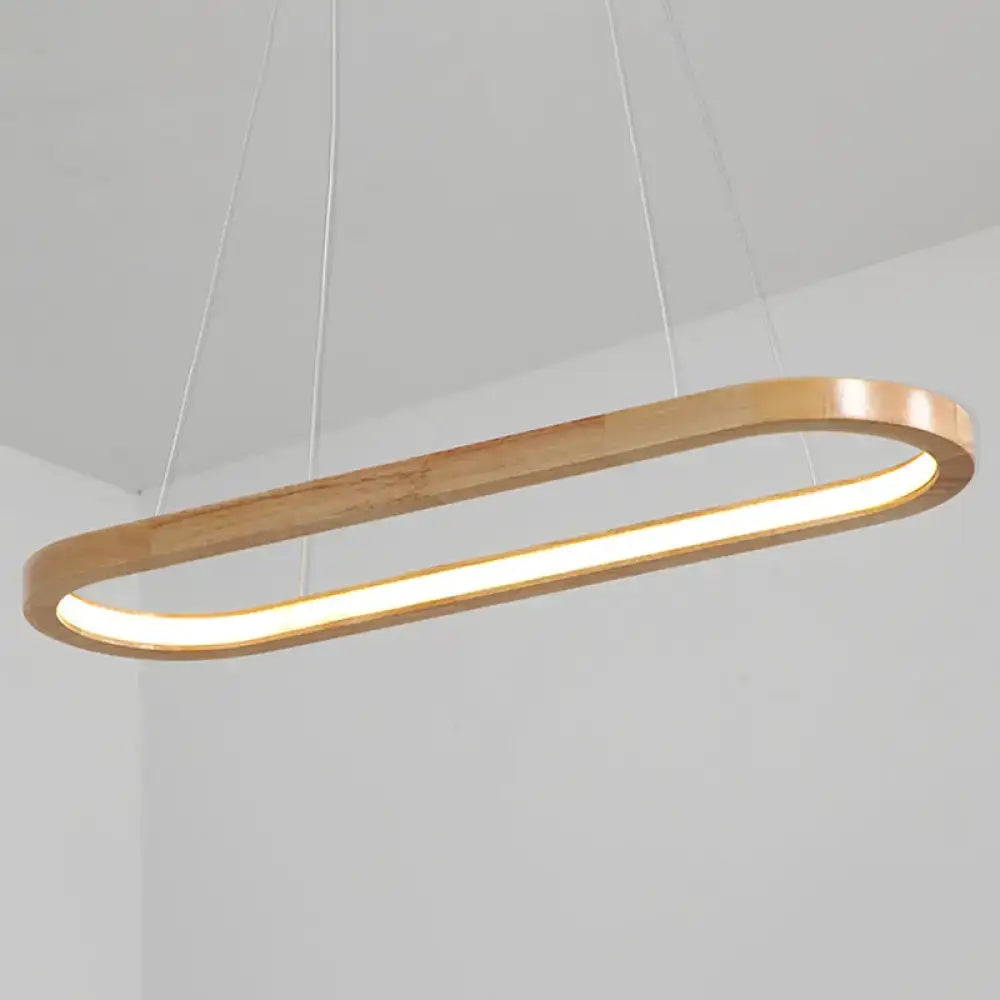 DecorBites™ modern minimalist wooden LED strip pendant light with warm glow fits 110v-120v and 220v-240v use in restaurants